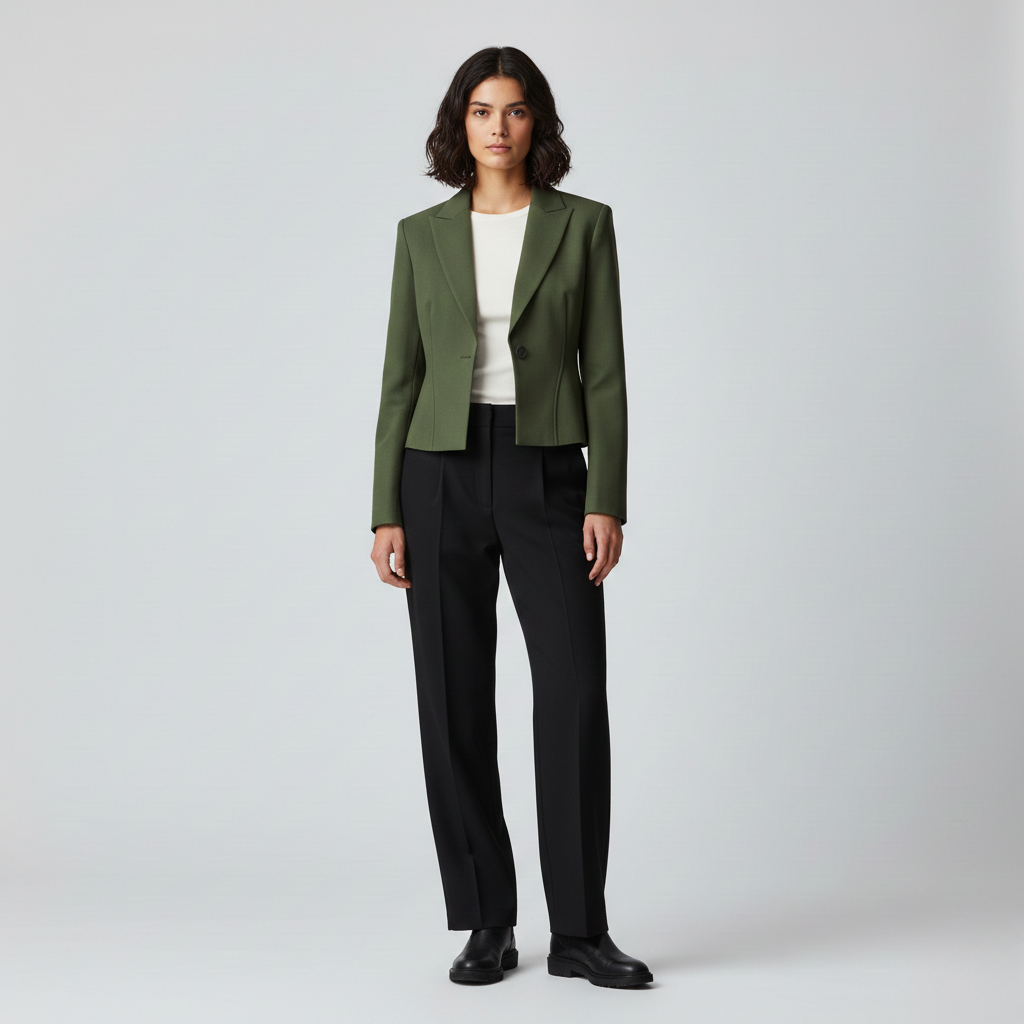 Blazer à coupe courte à coupe tailleur pour femme
