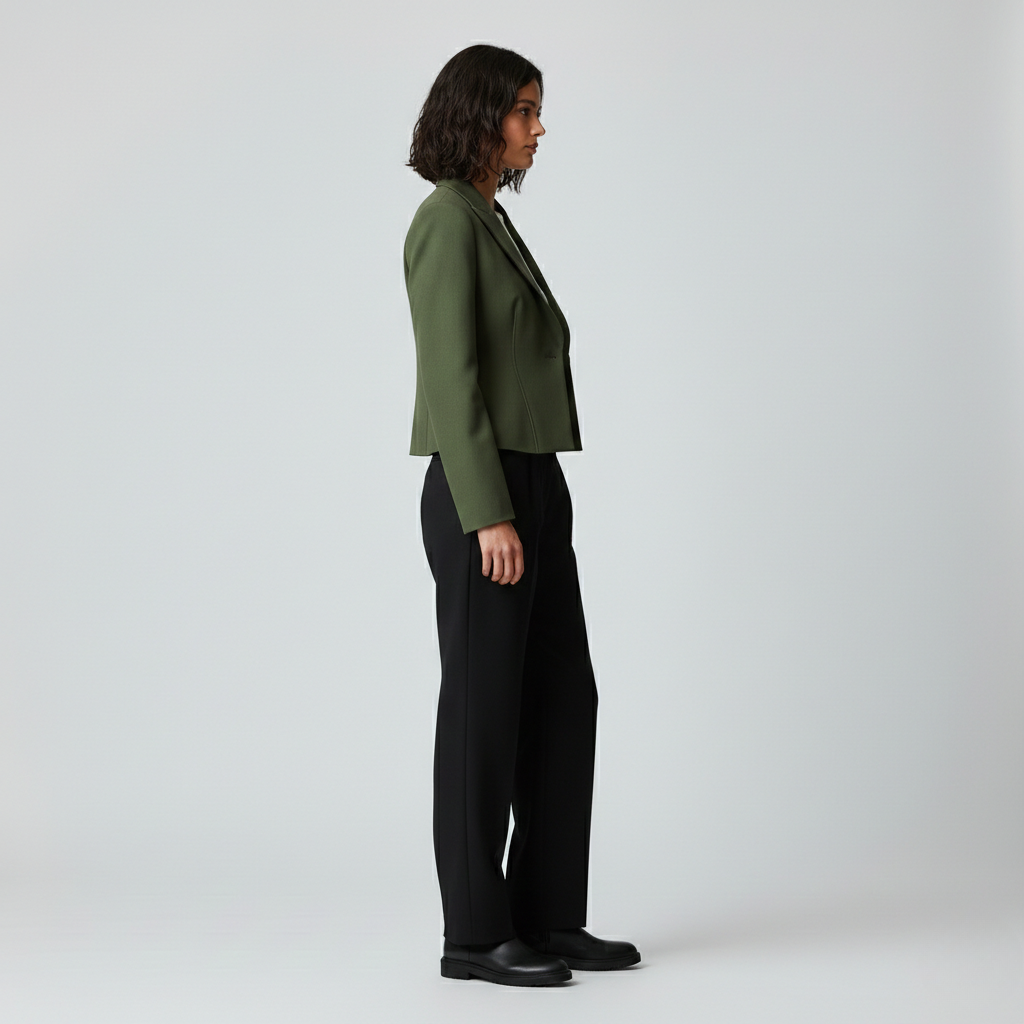Blazer à coupe courte à coupe tailleur pour femme