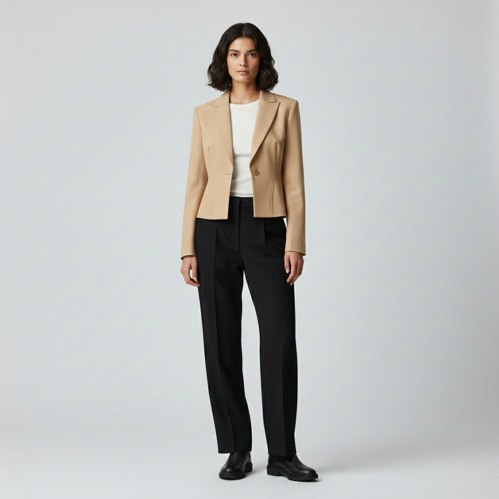 Blazer à coupe courte à coupe tailleur pour femme