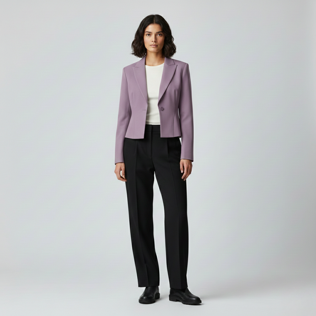 Blazer à coupe courte à coupe tailleur pour femme