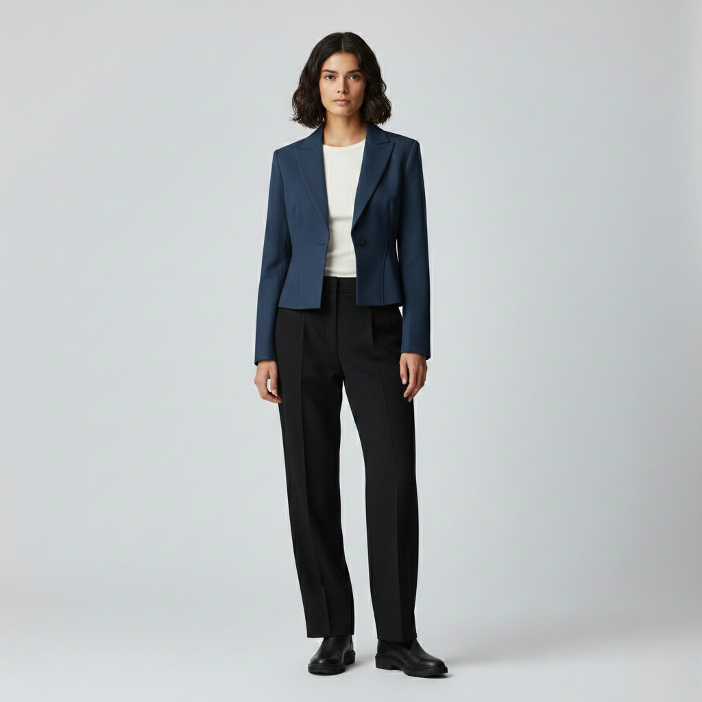 Blazer à coupe courte à coupe tailleur pour femme