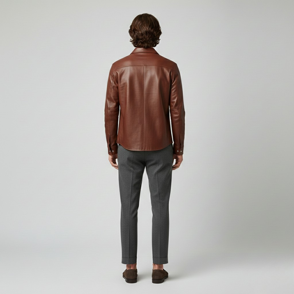 Veste style cuir à boutons pour homme