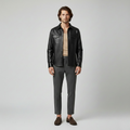 Veste style cuir à boutons pour homme