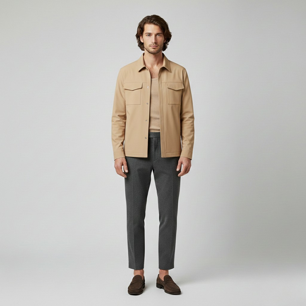 Veste style cuir à boutons pour homme