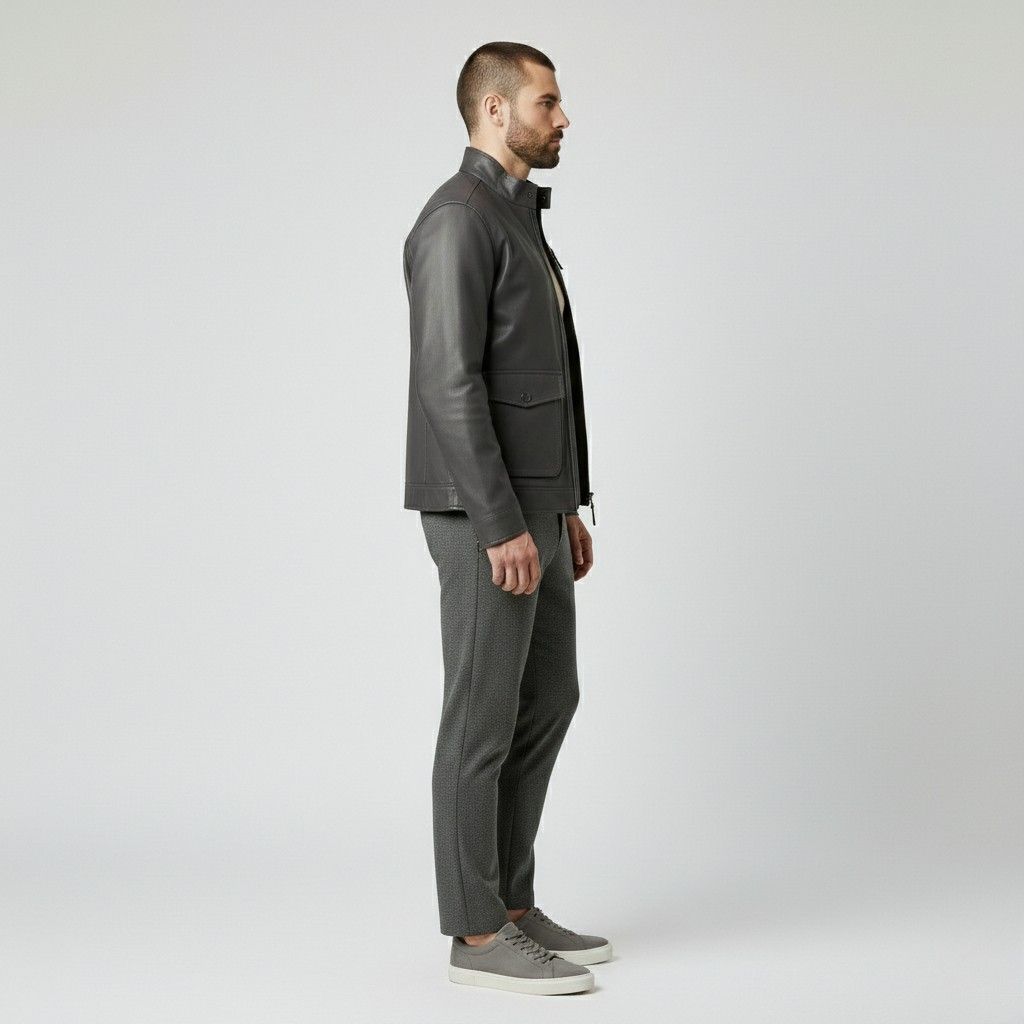 Veste style cuir style utilitaire pour homme