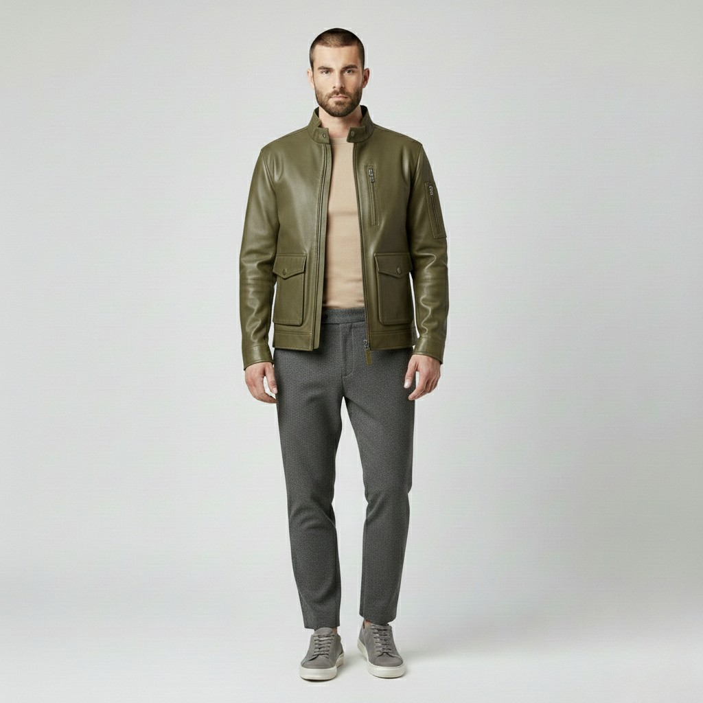 Veste style cuir style utilitaire pour homme
