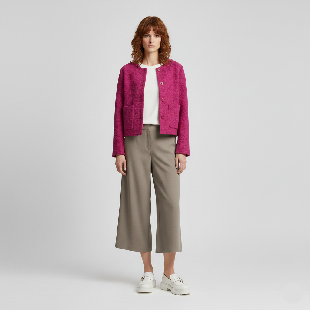 Veste à coupe courte à boutons pour femme