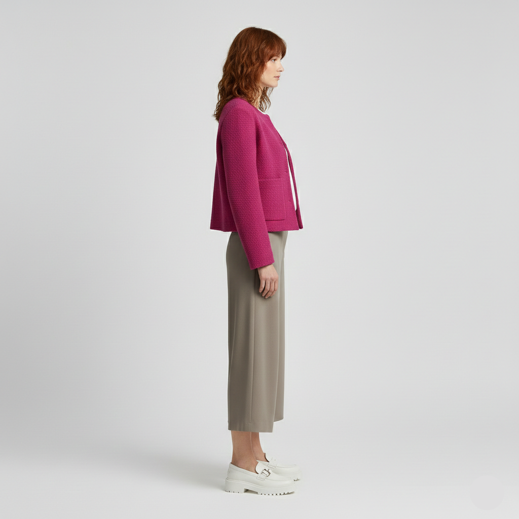Veste à coupe courte à boutons pour femme