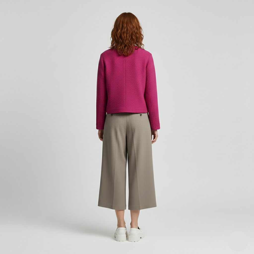 Veste à coupe courte à boutons pour femme