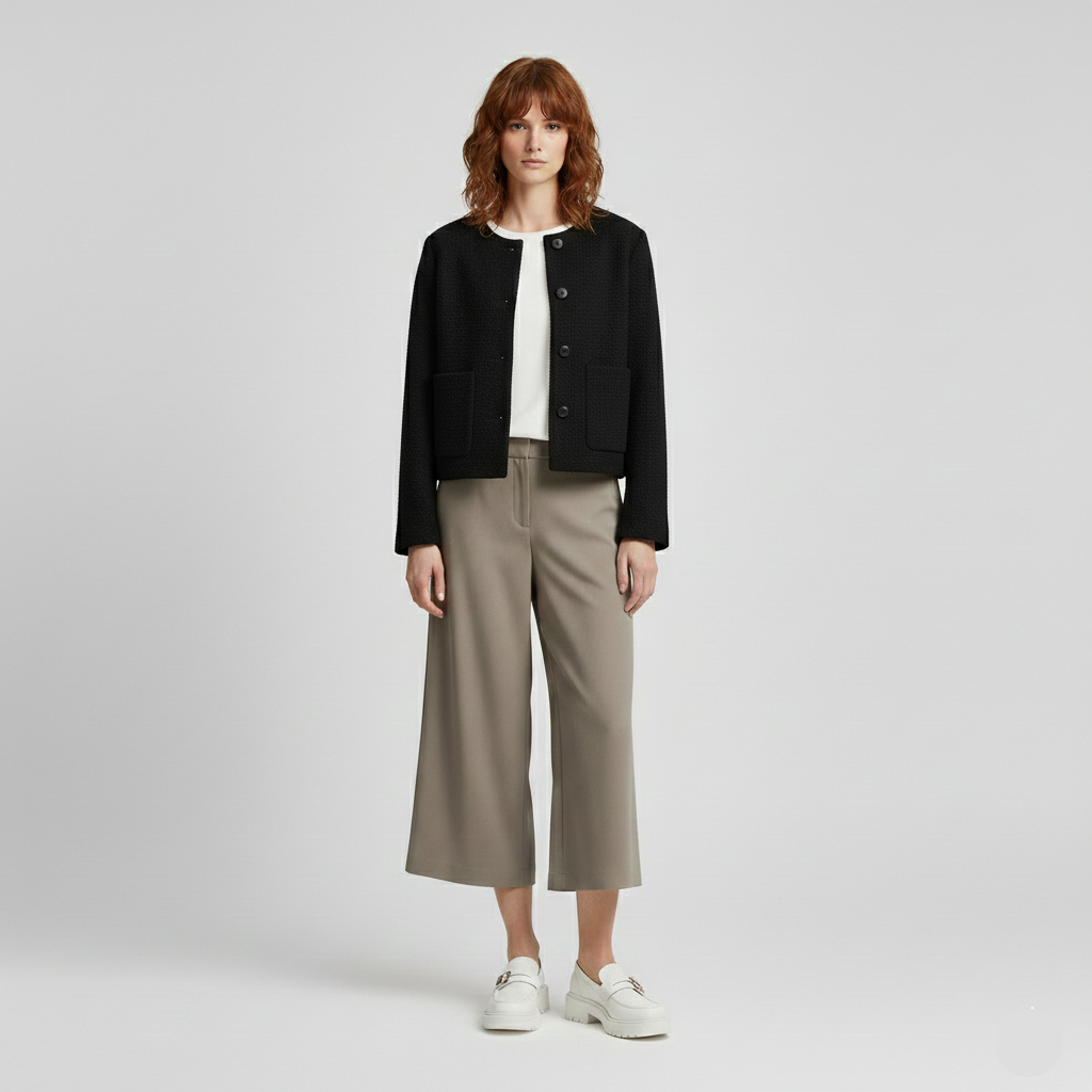 Veste à coupe courte à boutons pour femme