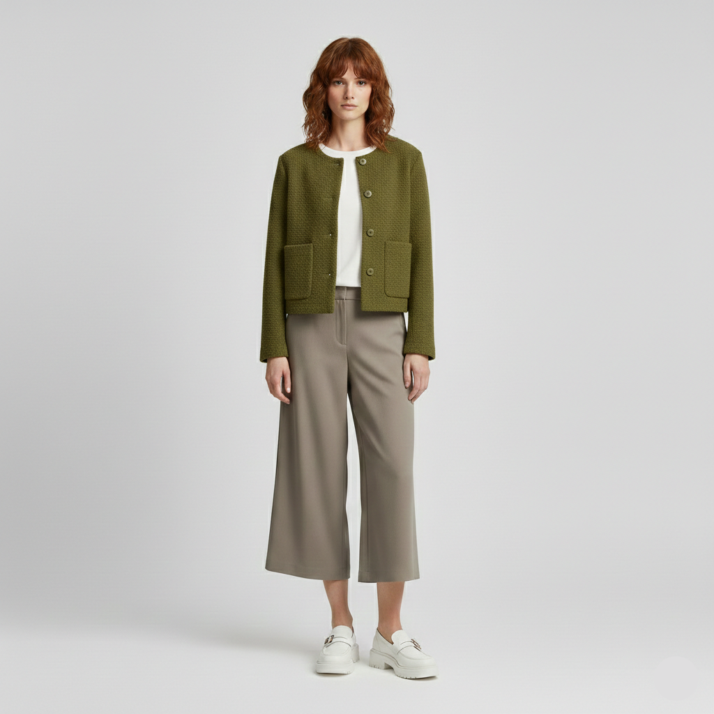 Veste à coupe courte à boutons pour femme
