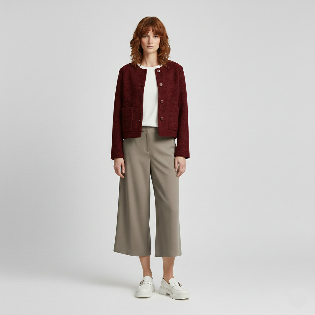 Veste à coupe courte à boutons pour femme