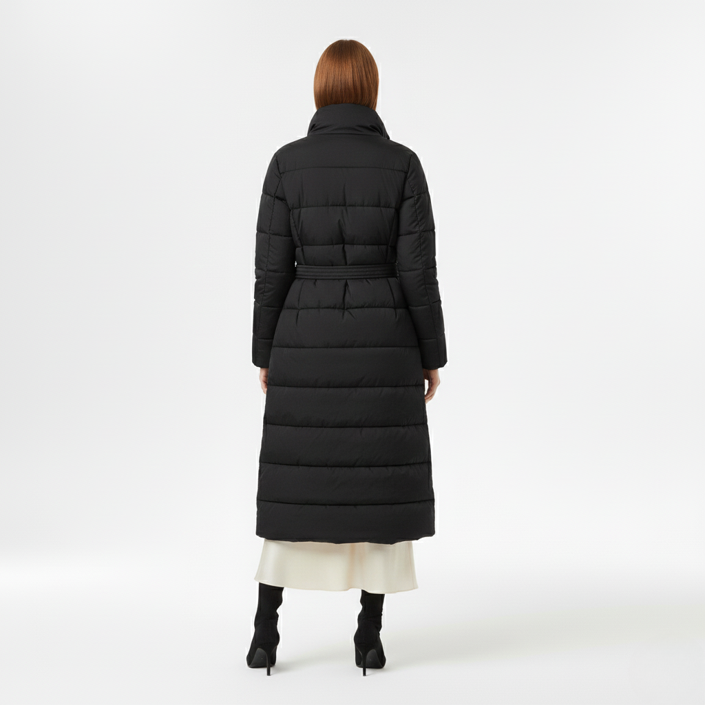Manteau à matelassage à coupe longue pour femme