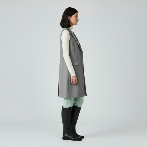 Gilet à coupe longue sans manches pour femme