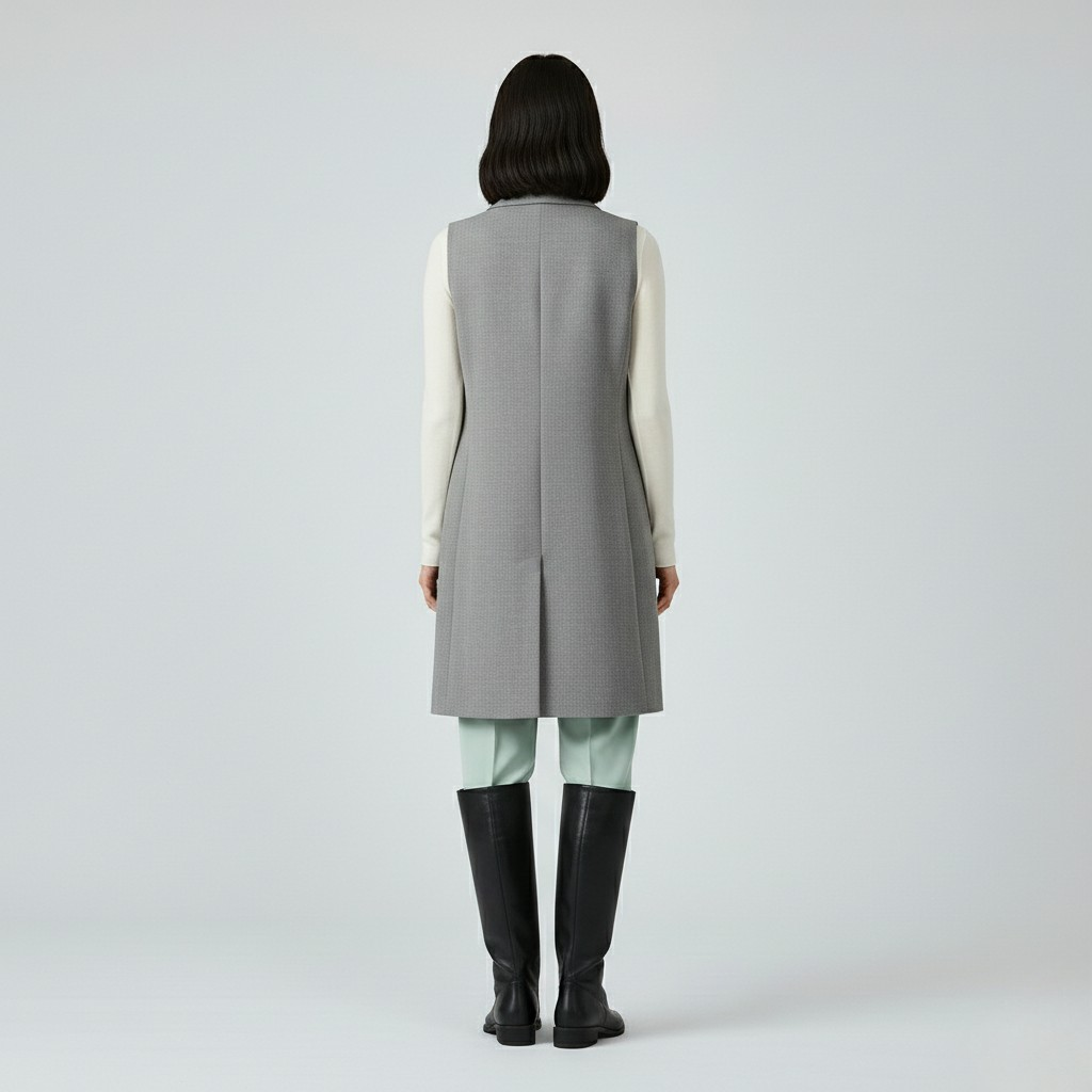 Gilet à coupe longue sans manches pour femme