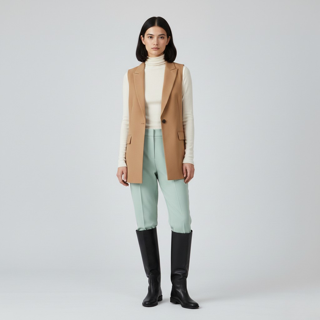 Gilet à coupe longue sans manches pour femme