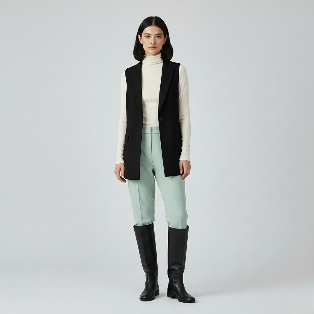Gilet à coupe longue sans manches pour femme