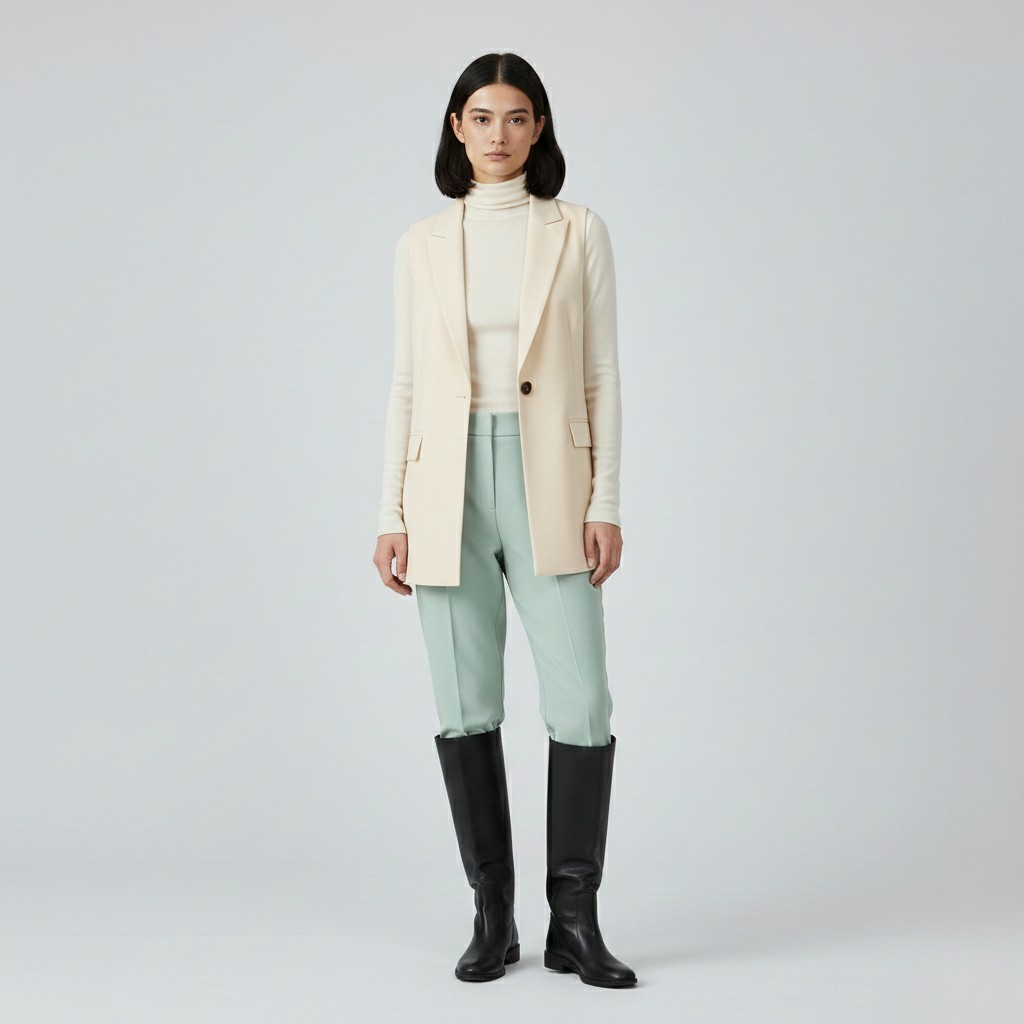 Gilet à coupe longue sans manches pour femme