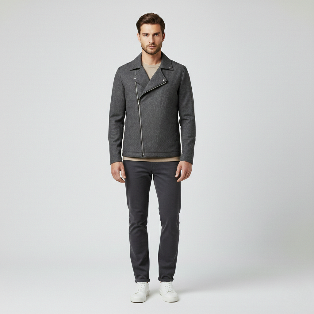 Veste à détail asymétrique à fermeture zippée pour homme