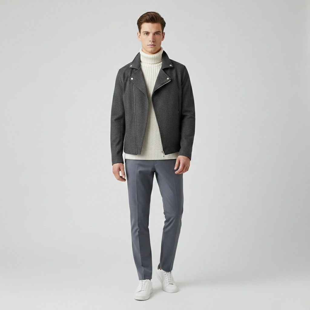 Veste aspect suédé style motard pour homme
