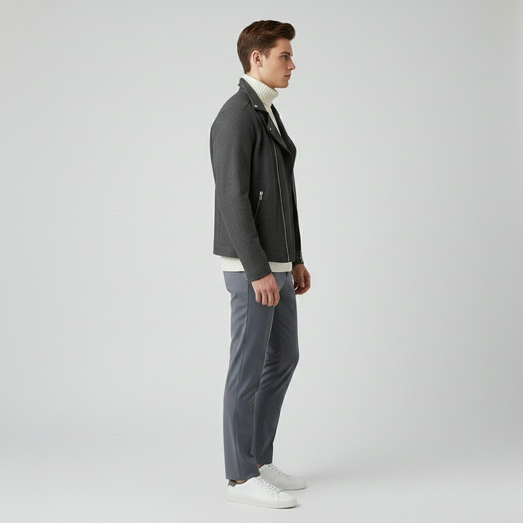 Veste aspect suédé style motard pour homme