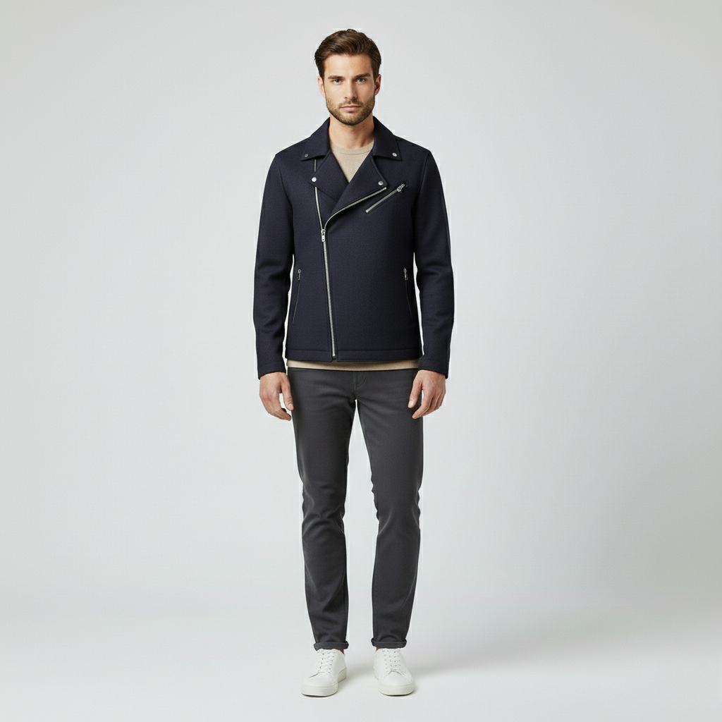 Veste à détail asymétrique à fermeture zippée pour homme