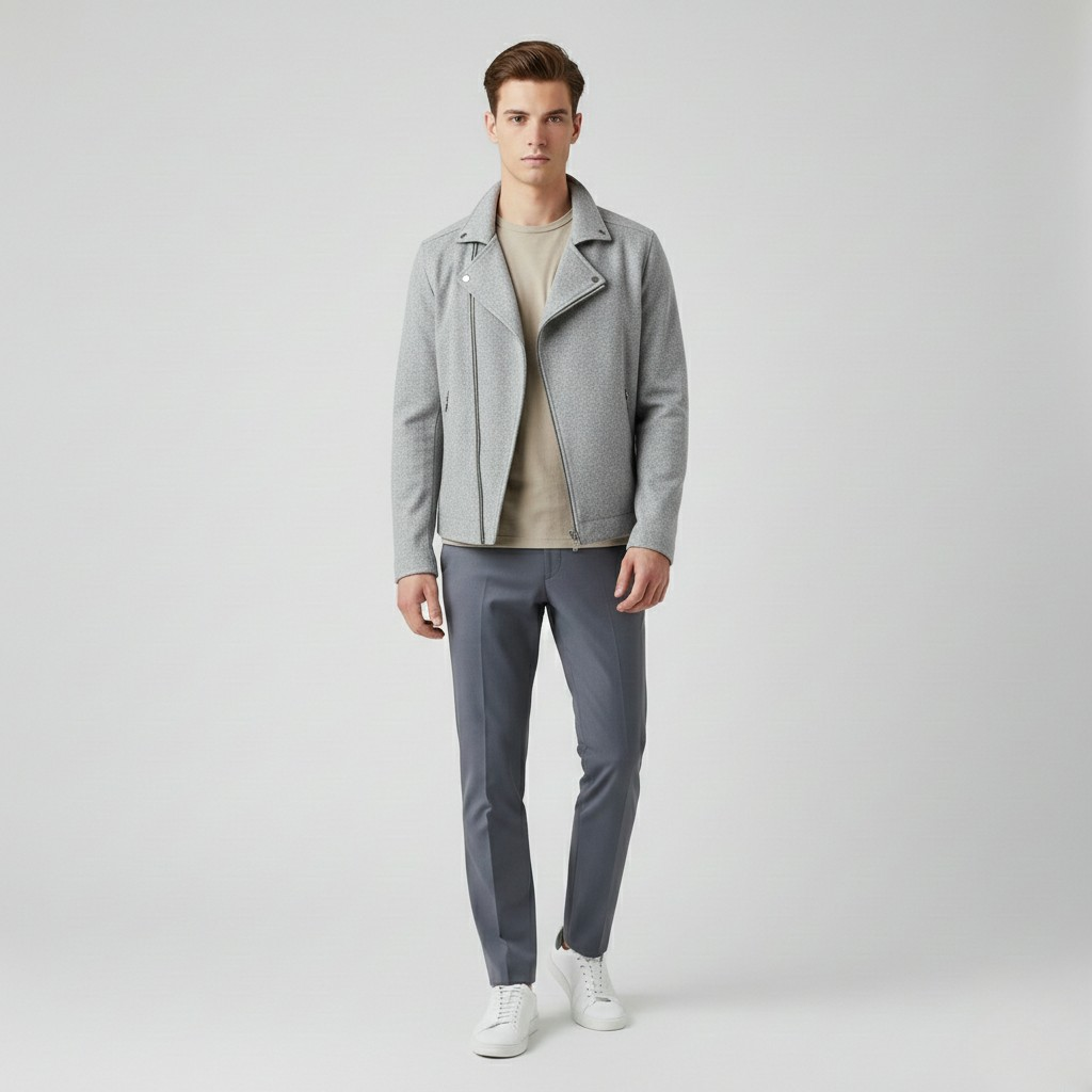 Veste aspect suédé style motard pour homme