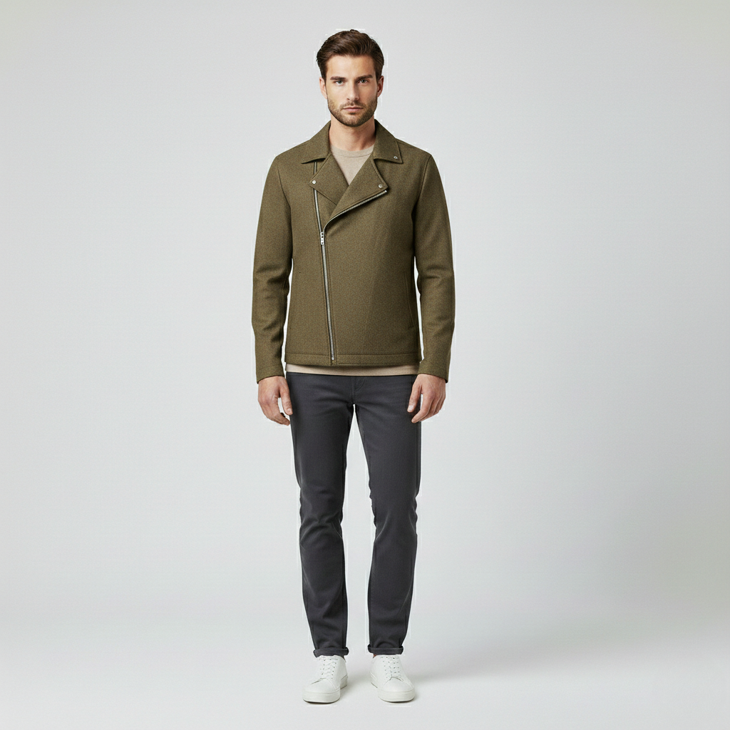 Veste à détail asymétrique à fermeture zippée pour homme