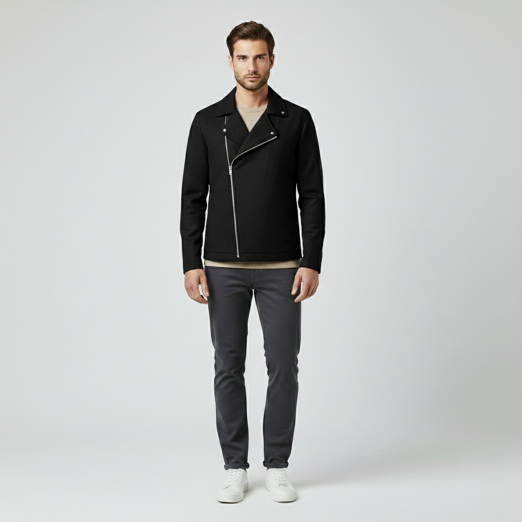 Veste à détail asymétrique à fermeture zippée pour homme