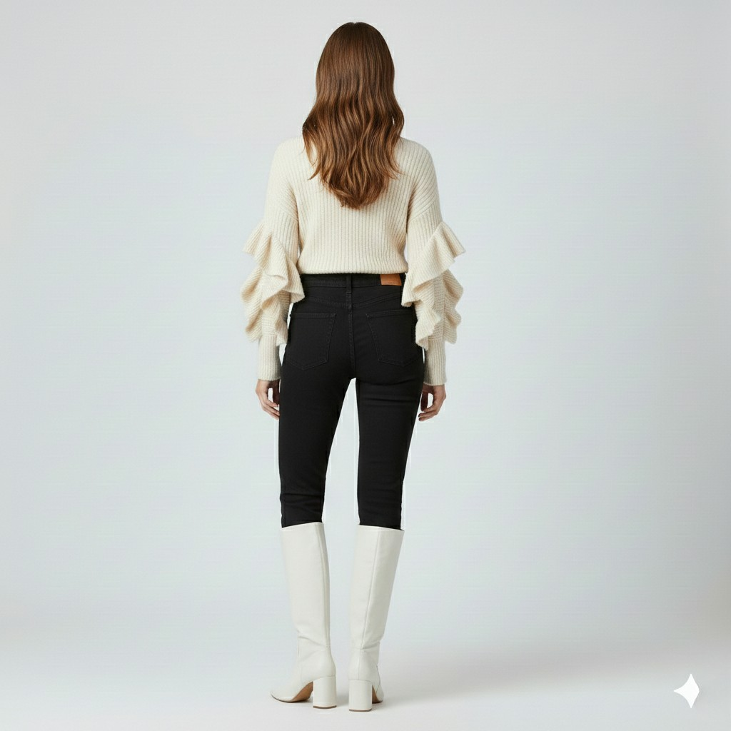 Pull à volants en maille pour femme