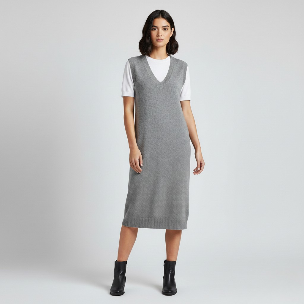 Robe sans manches en maille pour femme