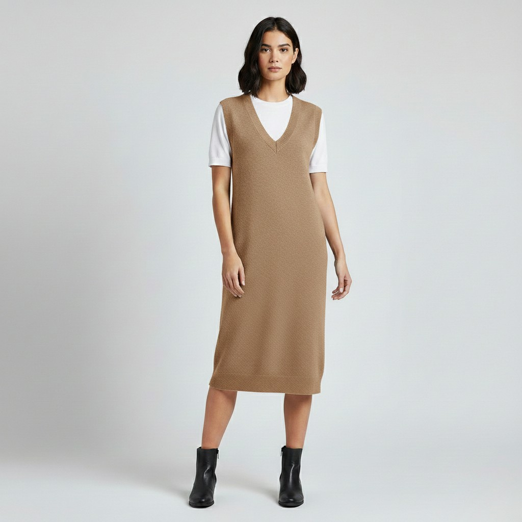Robe sans manches en maille pour femme