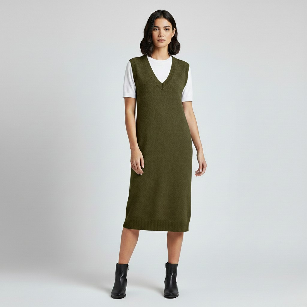 Robe sans manches en maille pour femme