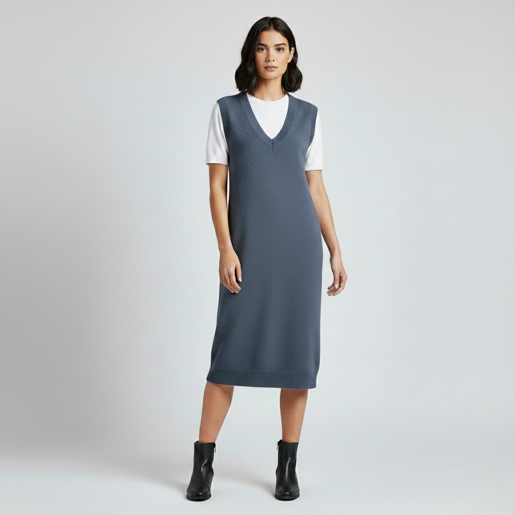 Robe sans manches en maille pour femme