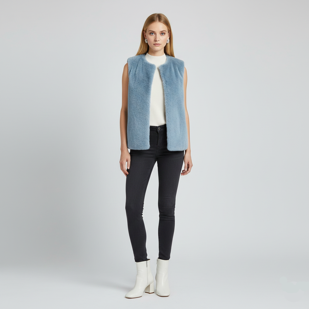 Gilet en fausse fourrure sans manches pour femme