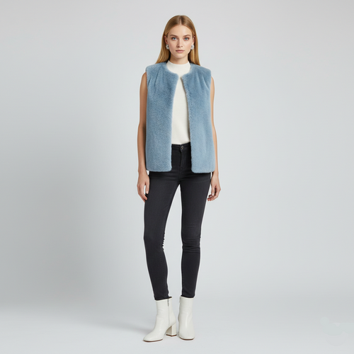 Gilet en fausse fourrure sans manches pour femme