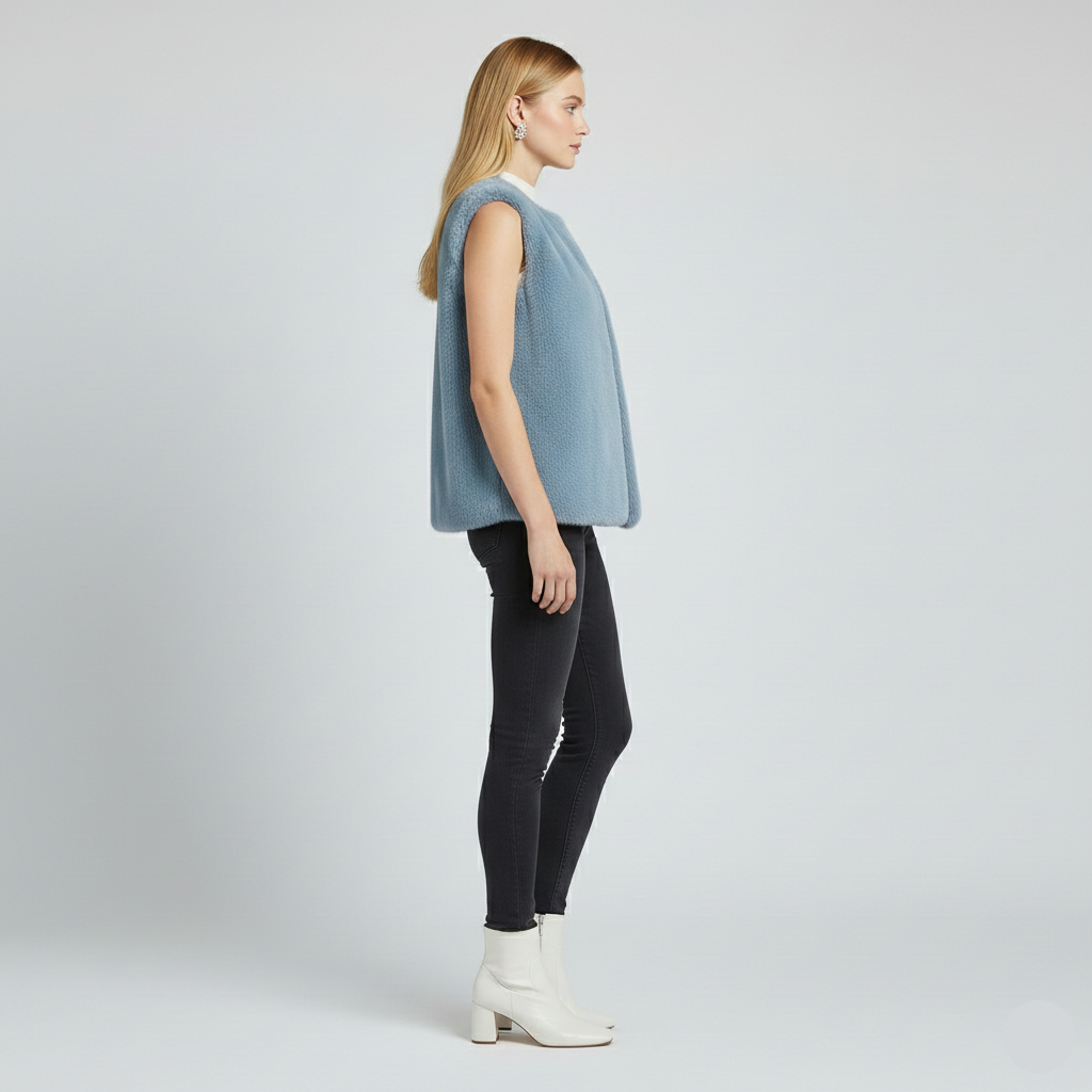 Gilet en fausse fourrure sans manches pour femme