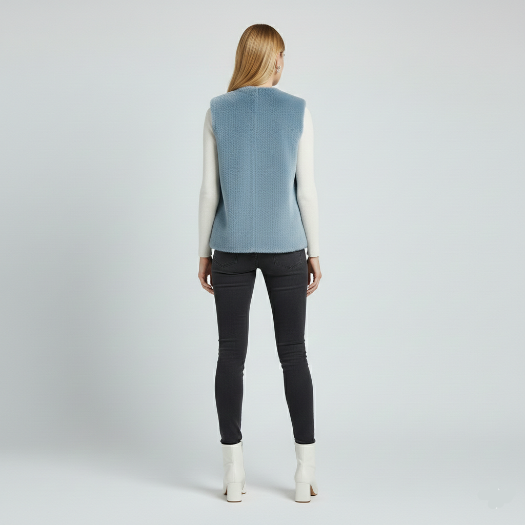 Gilet en fausse fourrure sans manches pour femme