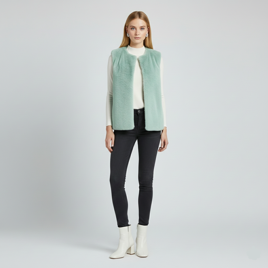 Gilet en fausse fourrure sans manches pour femme