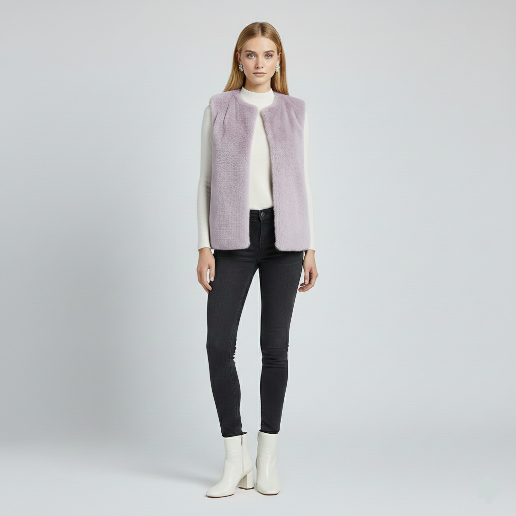 Gilet en fausse fourrure sans manches pour femme