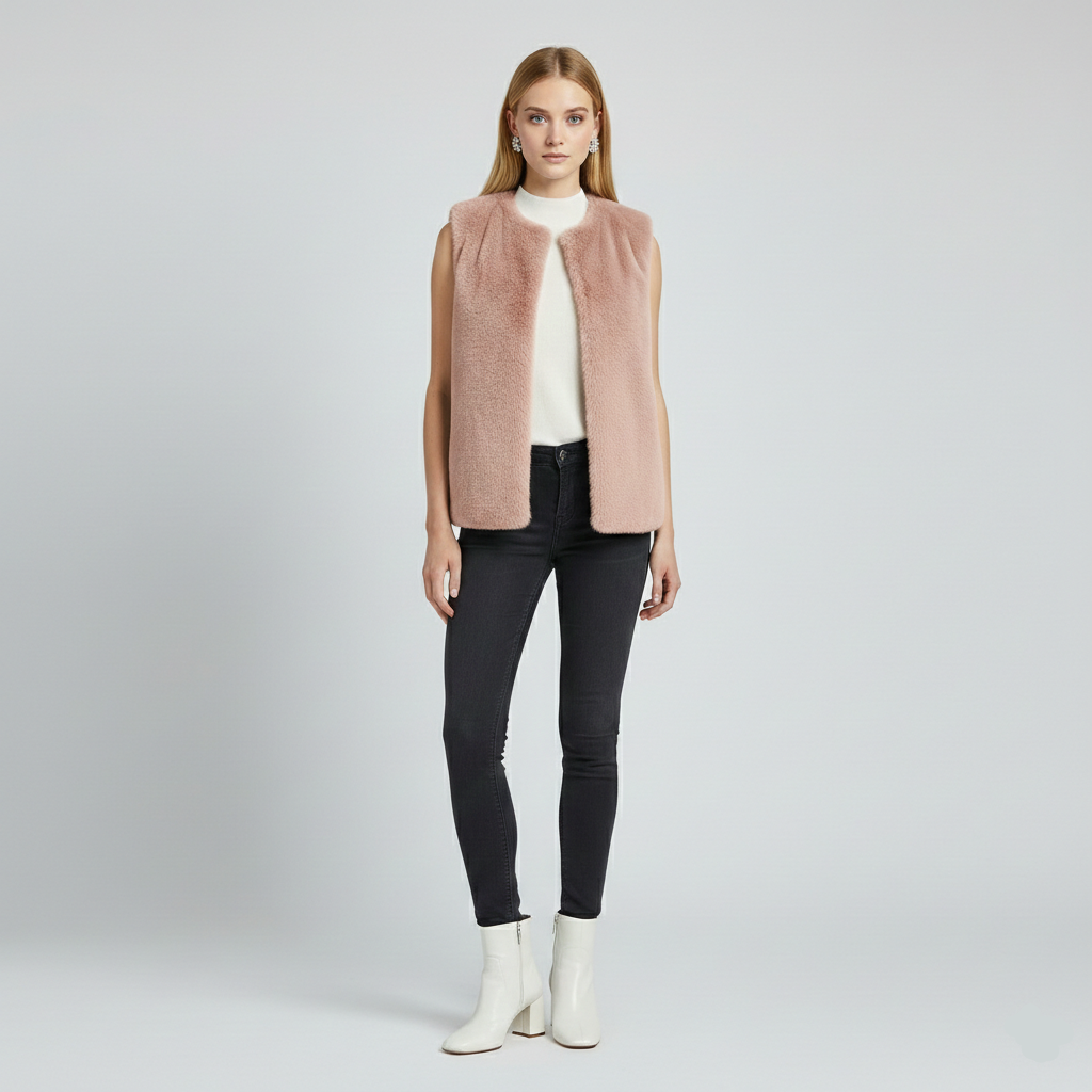 Gilet en fausse fourrure sans manches pour femme