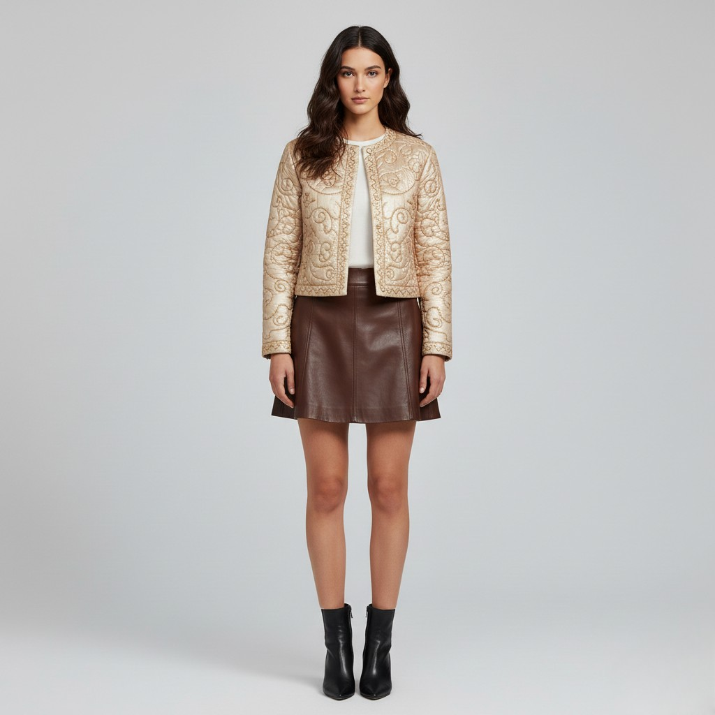 Veste à matelassage à coupe courte pour femme