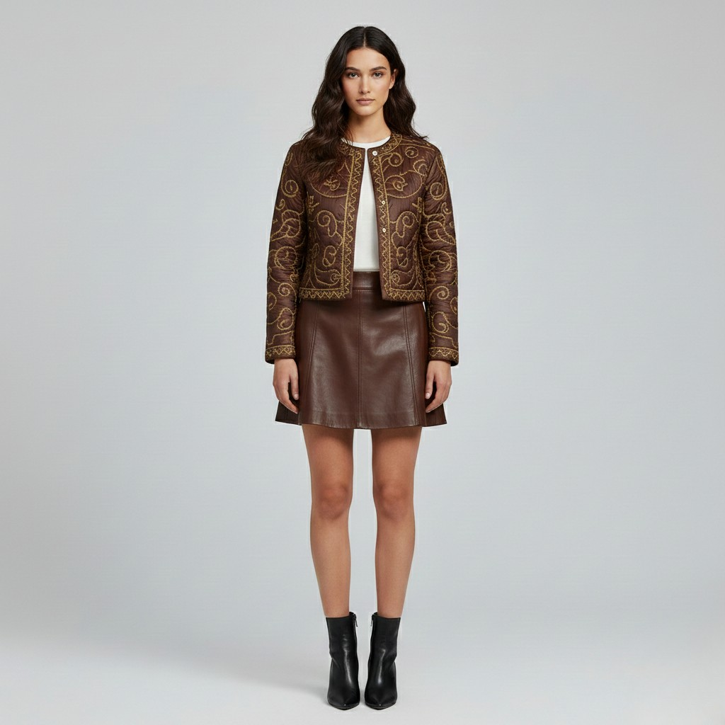 Veste à matelassage à coupe courte pour femme