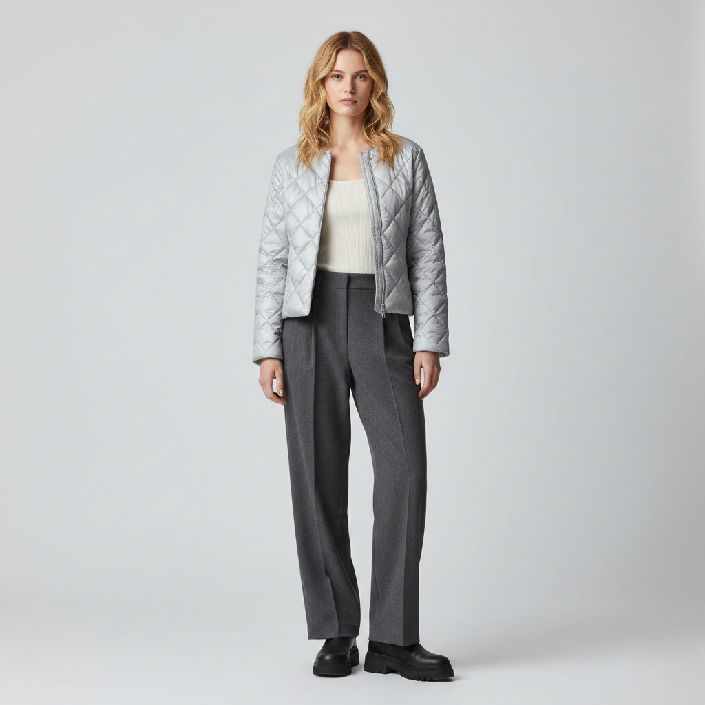 Veste à matelassage à coupe courte pour femme