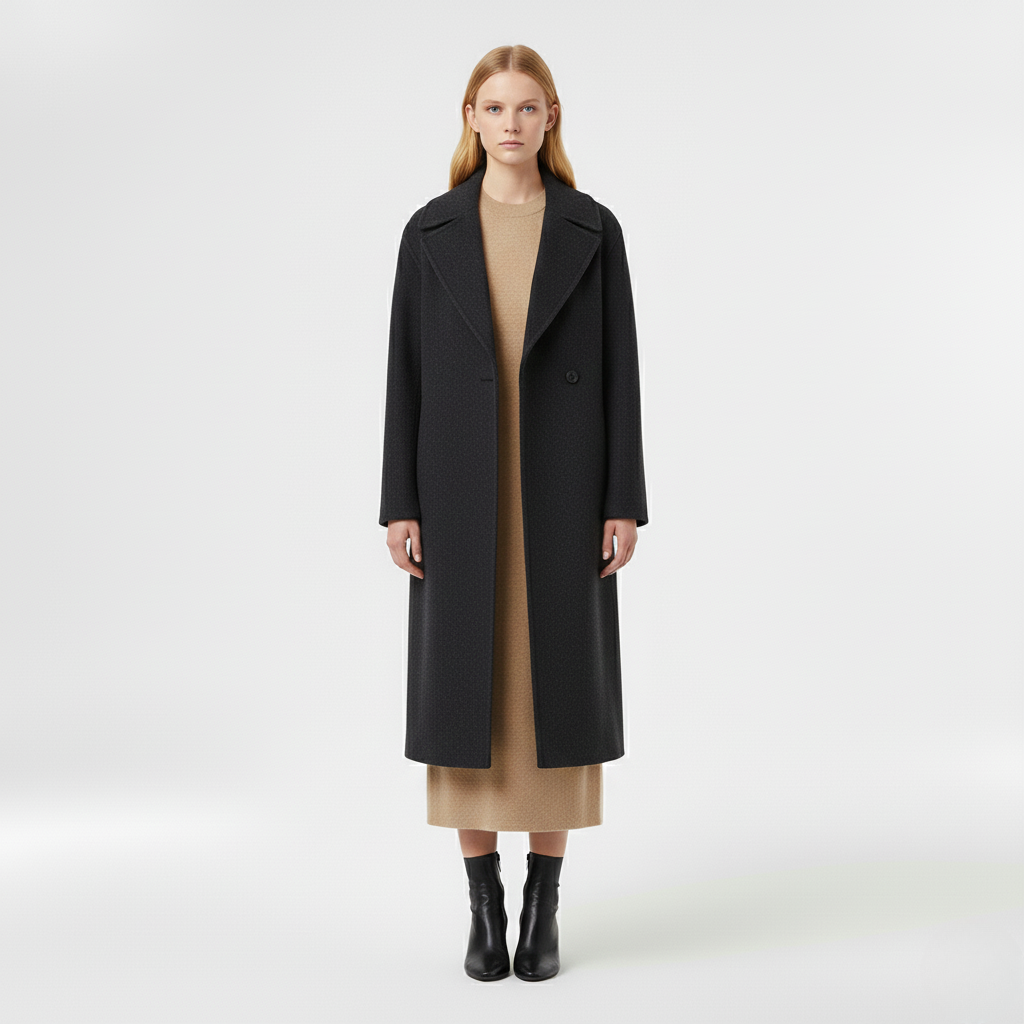 Manteau à coupe longue à coupe tailleur pour femme