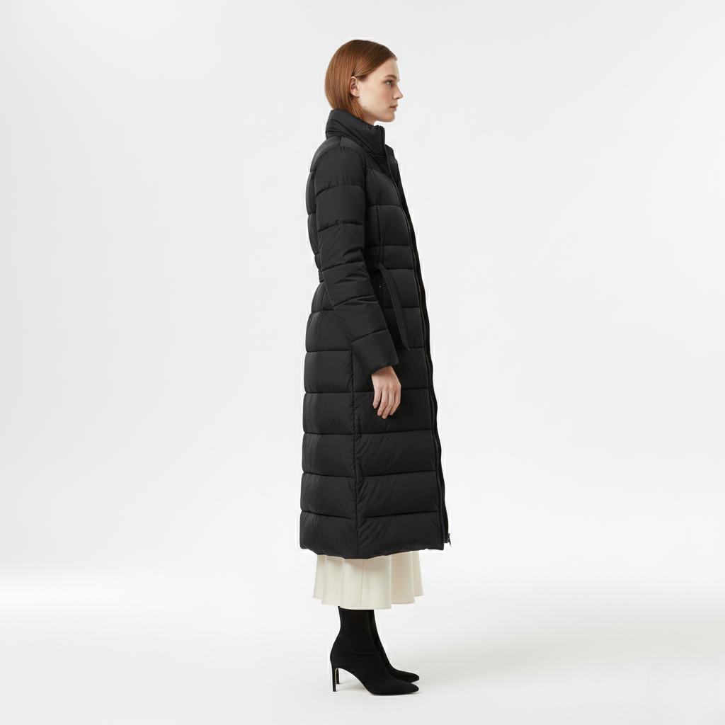 Manteau à matelassage à coupe longue pour femme